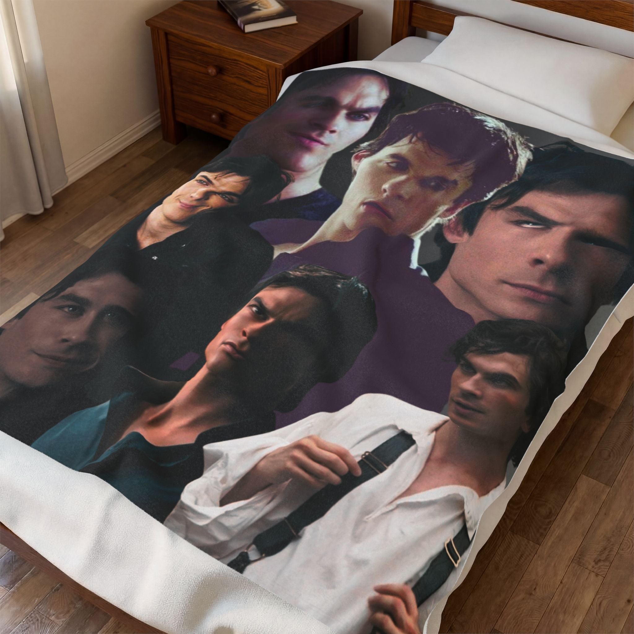 Damon Salvatore Plush Throw Blanket, Vampire Diaries, Damon Blanket