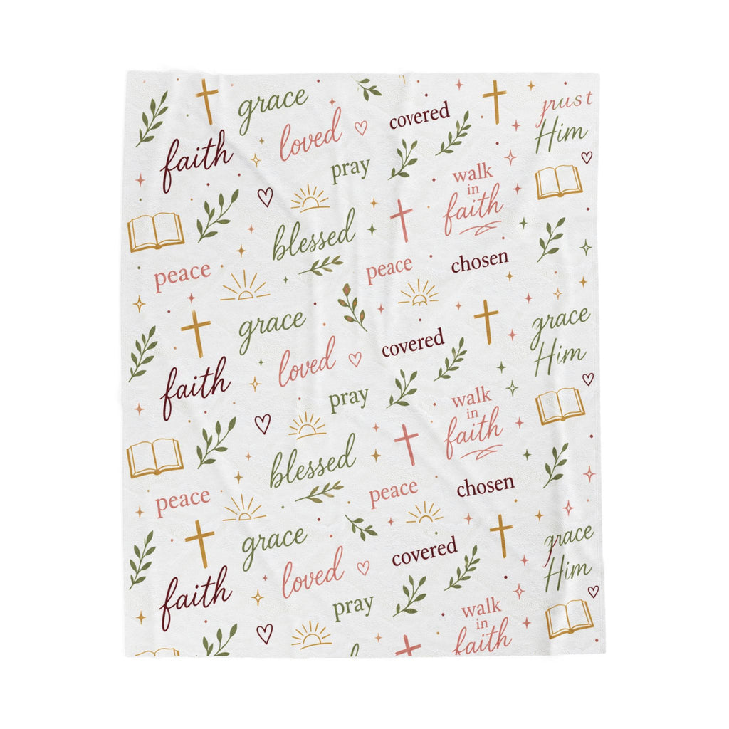Christian Faith Blanket, Inspirational Scripture Words Plush Throw