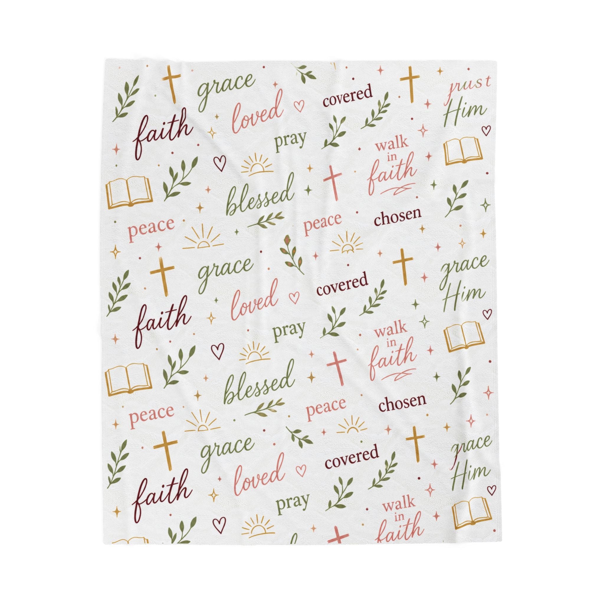 Christian Faith Blanket, Inspirational Scripture Words Plush Throw